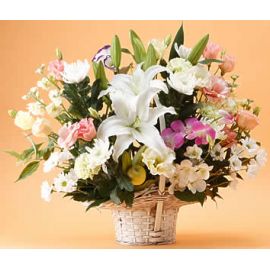 lilies sympathy basket